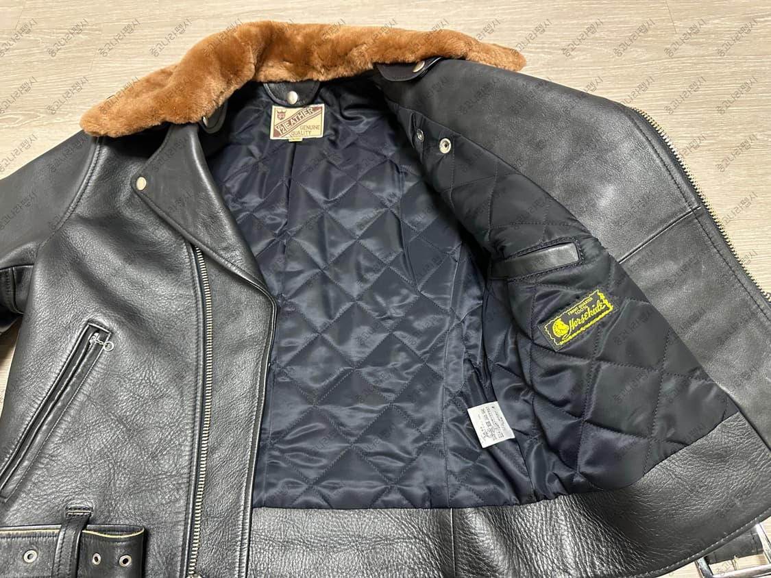 Y'2레더 말가죽 라이더자켓, 무톤 탈부착 홀스하이드 상품이미지5