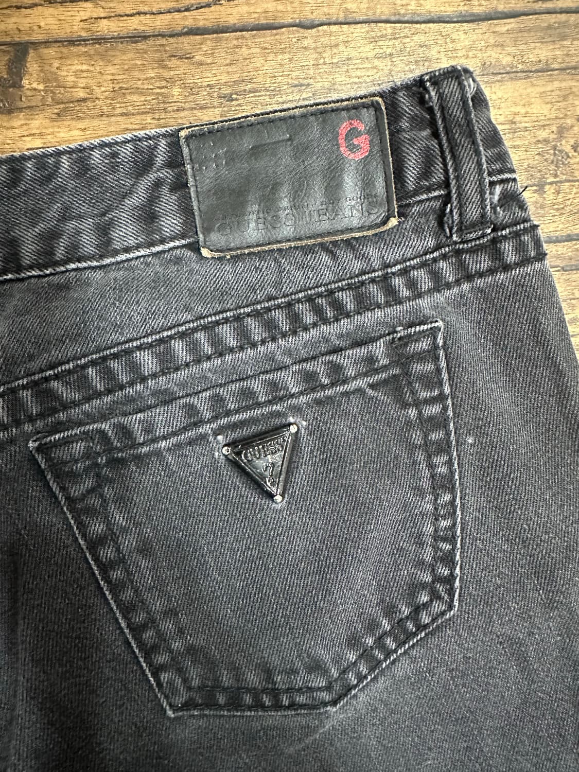 GUESS 여성 블랙 데님 팬츠 28 올드스쿨 빈티지 상품이미지7
