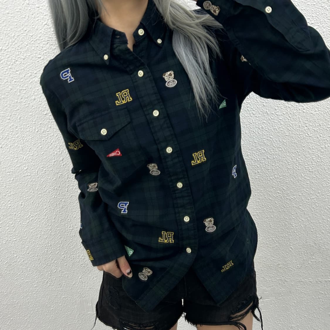 폴로 랄프로렌 자수패치 타탄체크 셔츠 S 상품이미지1