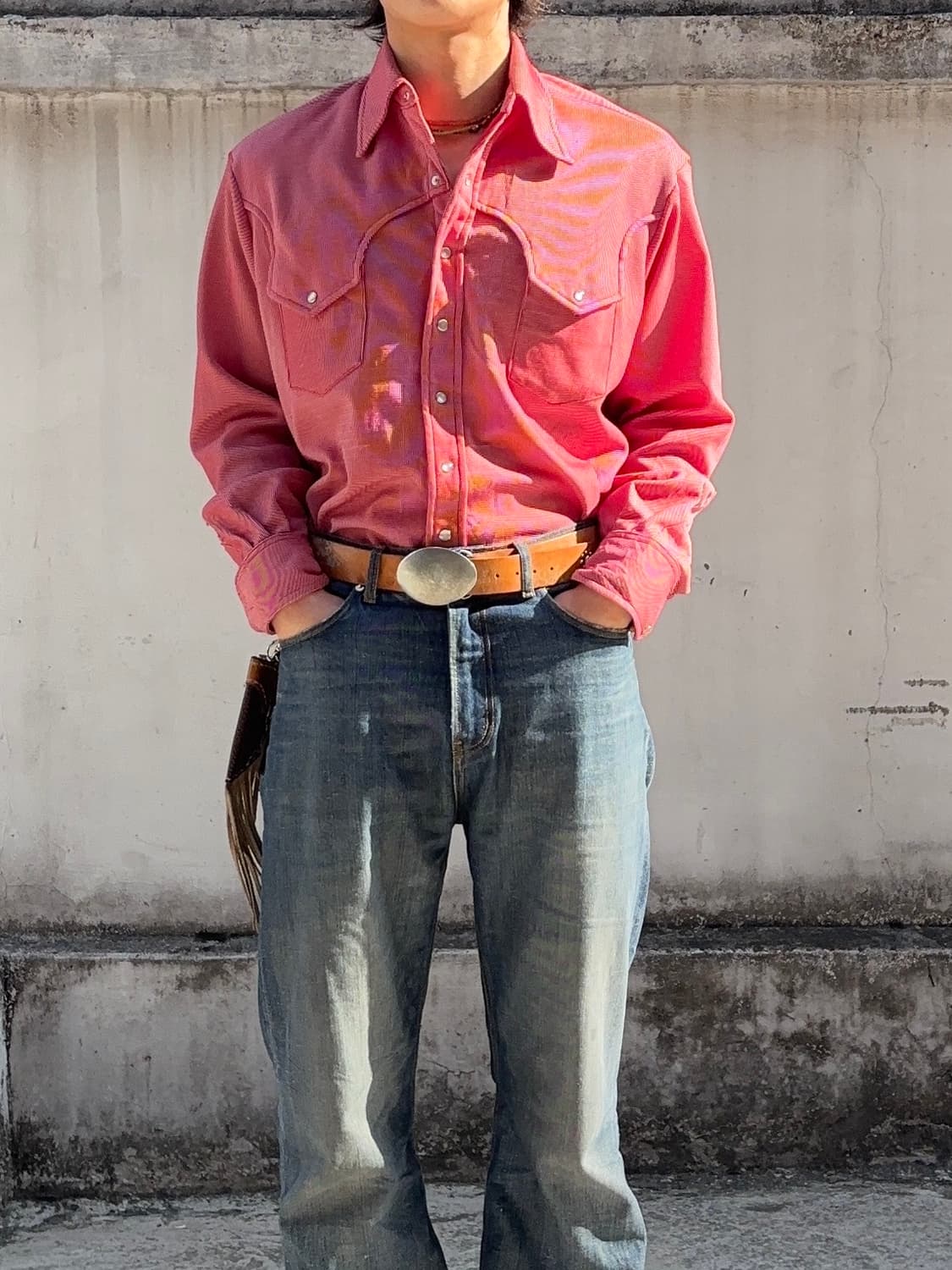 Vintage Red Hickory Stripe Western Shirt 상품이미지3