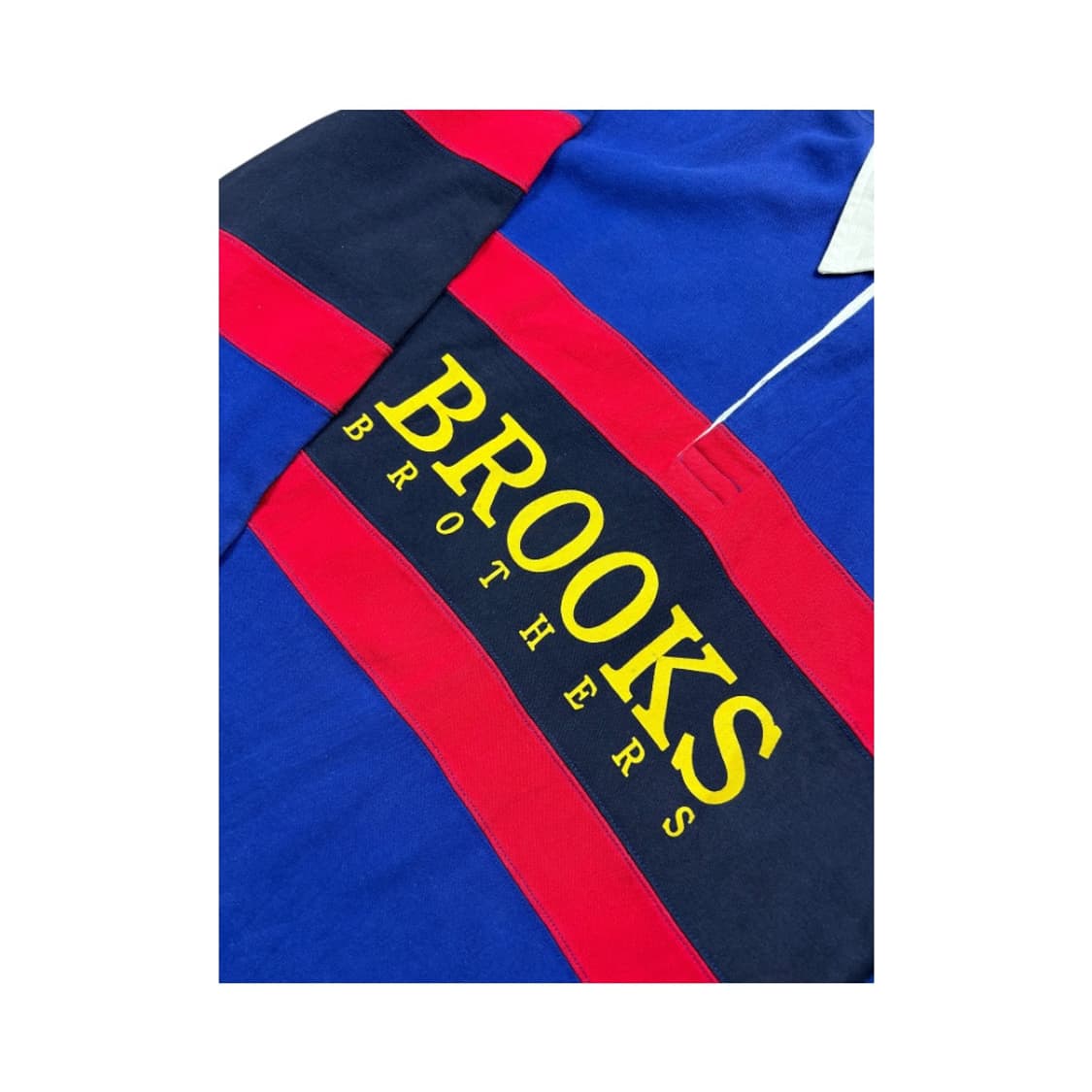 SL)브룩스브라더스 80s-90s 블루 컬러블록 로고 럭비티 T-097 상품이미지4