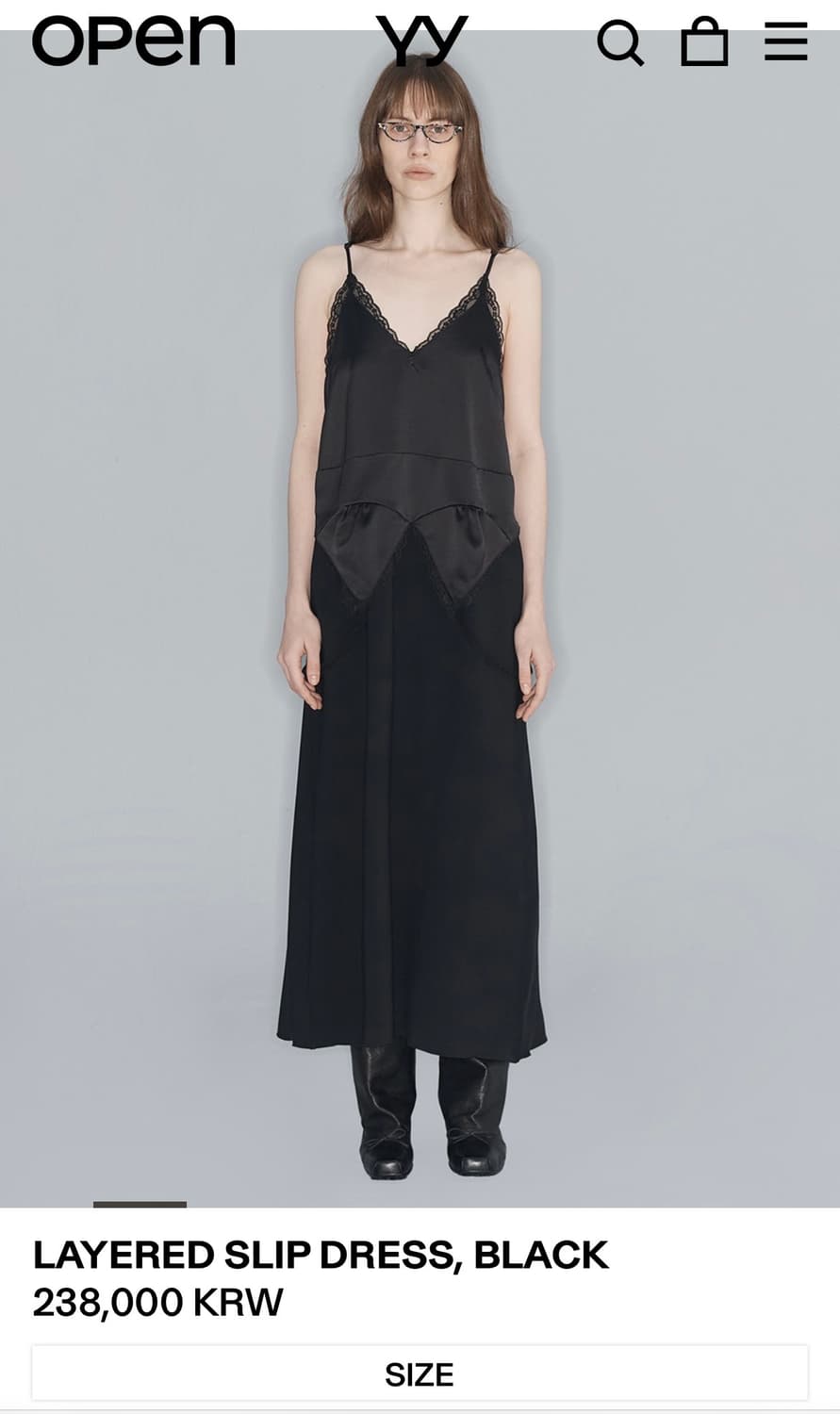 Open yy LAYERED SLIP DRESS, BLACK 상품이미지2