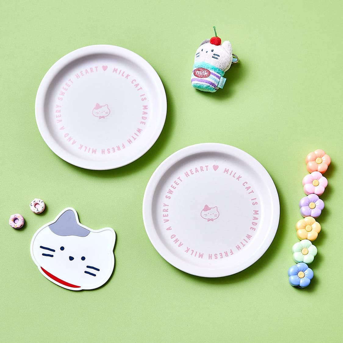 밀크캣 도자기 접시2개 세트 선물용 고양이 프린팅 상품이미지5