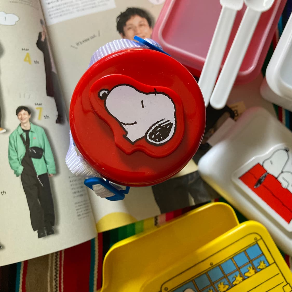 빈티지 snoopy 스누피 런치박스 도시락통 물통 수저 피크닉 세트 상품이미지3