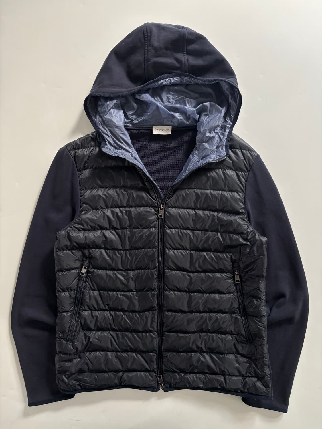 Moncler 몽클레어 네이비 후드 경량 니트 집업 상품이미지4