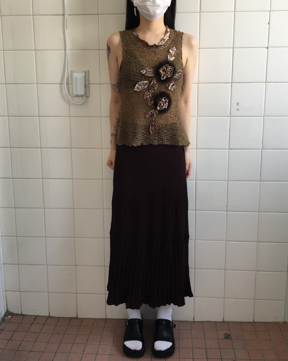 Belted ribbed knit skirt 상품이미지3