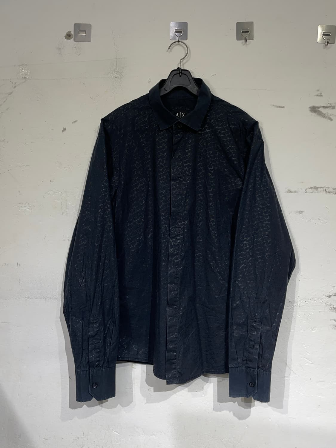 아르마니 익스체인지 패턴 셔츠 고딕 블랙 오버핏 셔츠 M 상품이미지7