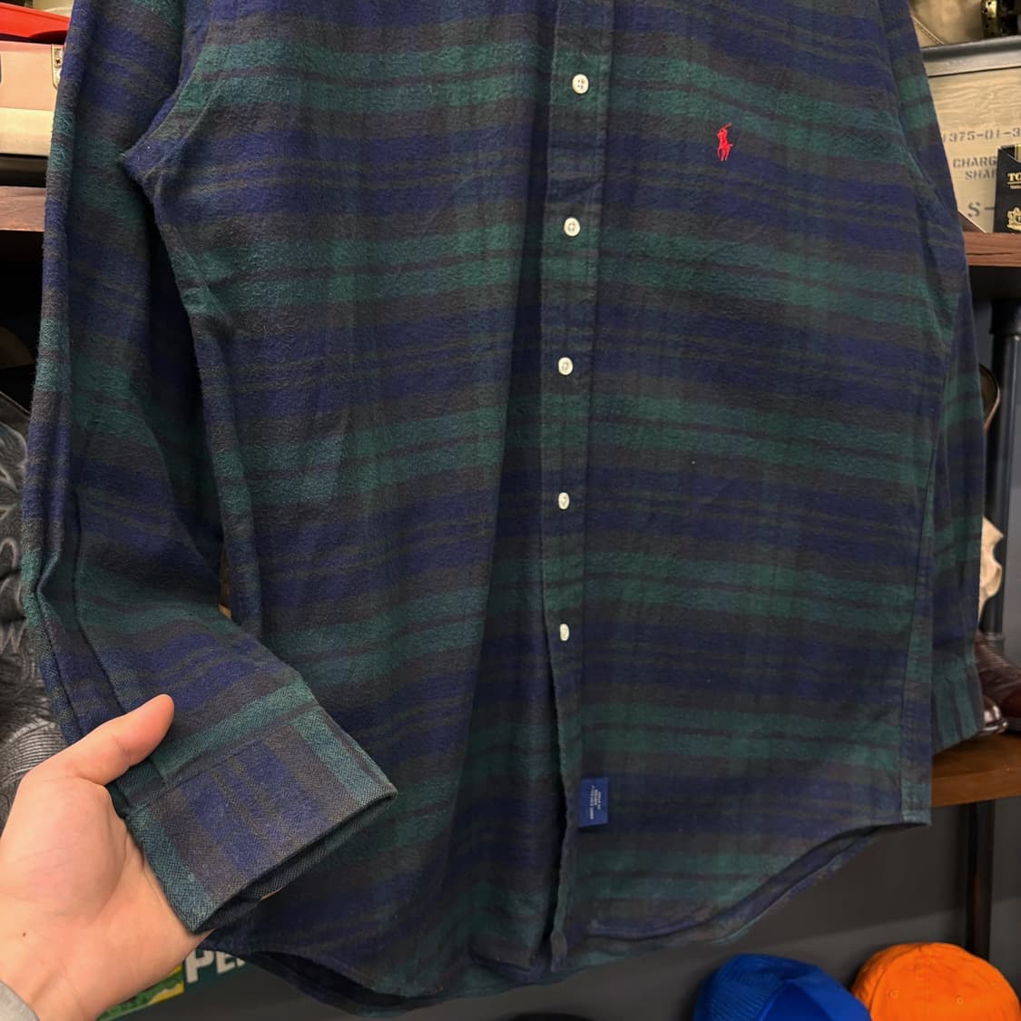 90s 폴로 랄프로렌 블랙와치 패턴 레드포니 플란넬 체크셔츠 N375 상품이미지4