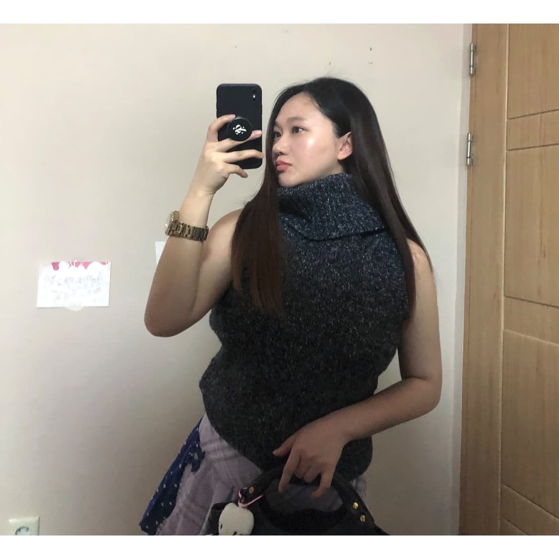 연보라 체크 미니 스커트 🏰 상품이미지4