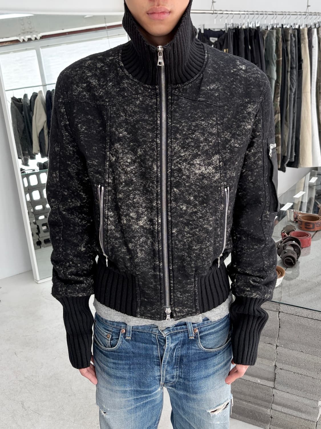 gazzarrini 디스트레스드 울 봄버 자켓 상품이미지1