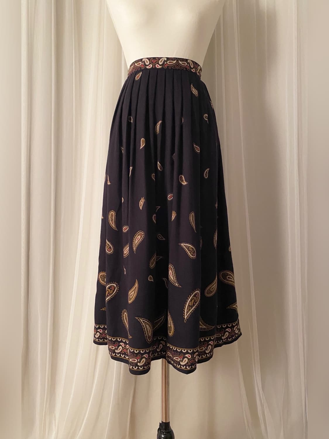 Vintage Black Ethnic Paisley Skirt 상품이미지1