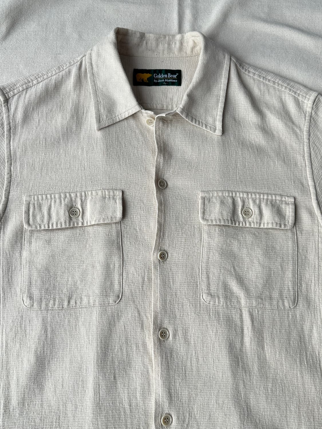 골든베어 재팬 린넨 블렌드 반팔 셔츠 아이보리 L 상품이미지2