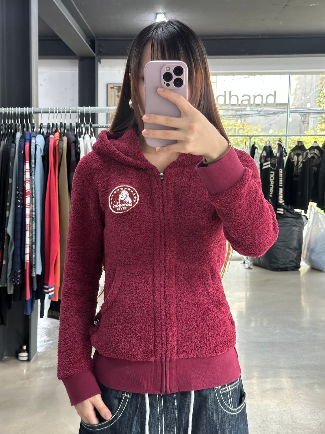 히스테릭글래머 히스걸 보아 파커 후드집업 다크체리 상품이미지1