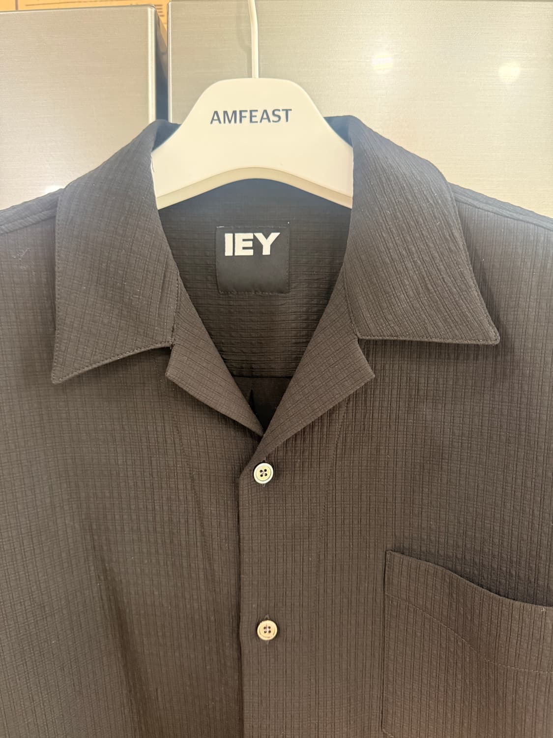 이에이 iey NANO CHECK OPEN SHIRTS Black 상품이미지4