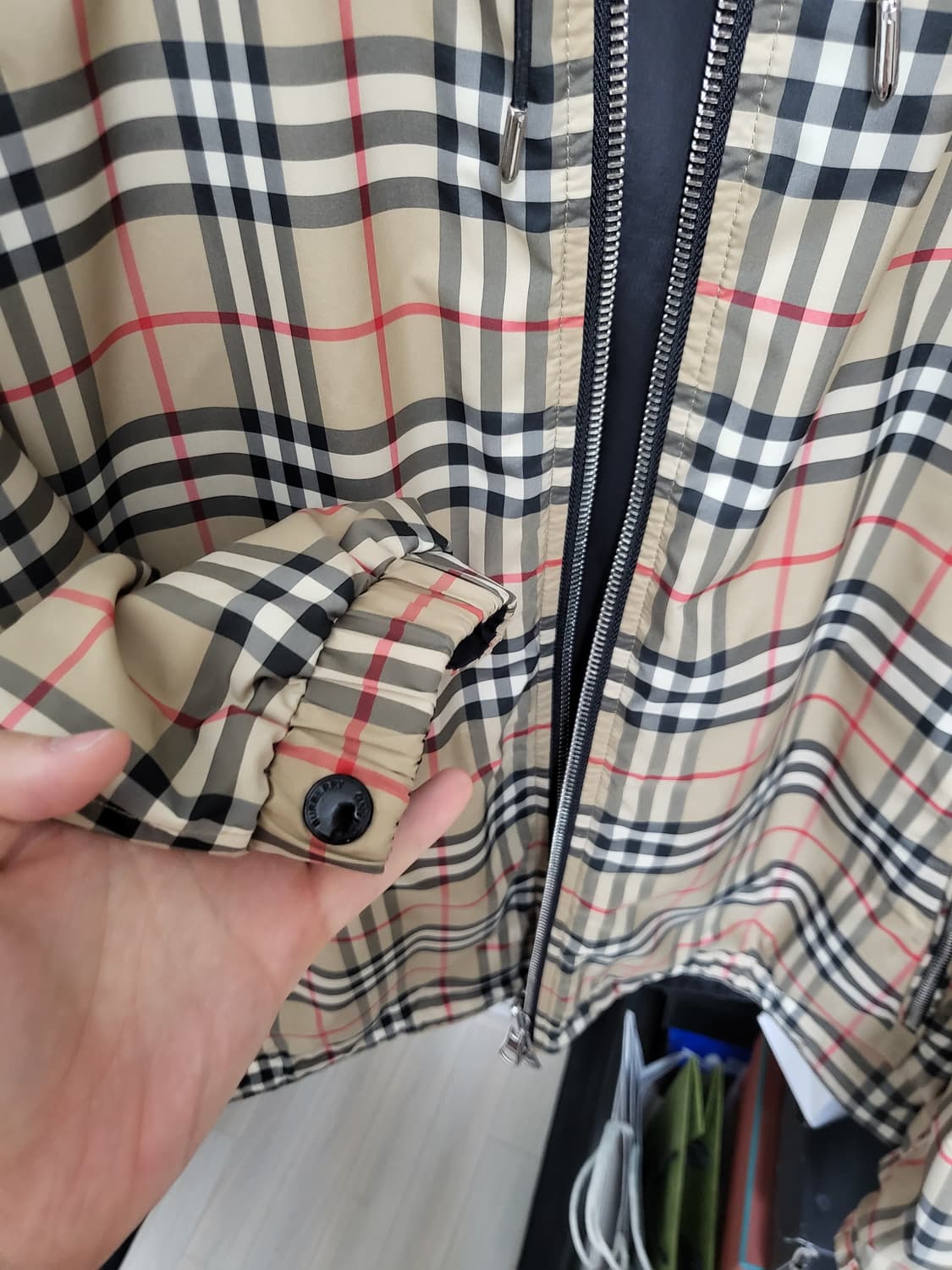 버버리 리버시블 체크 바람막이 자켓 L 상품이미지3