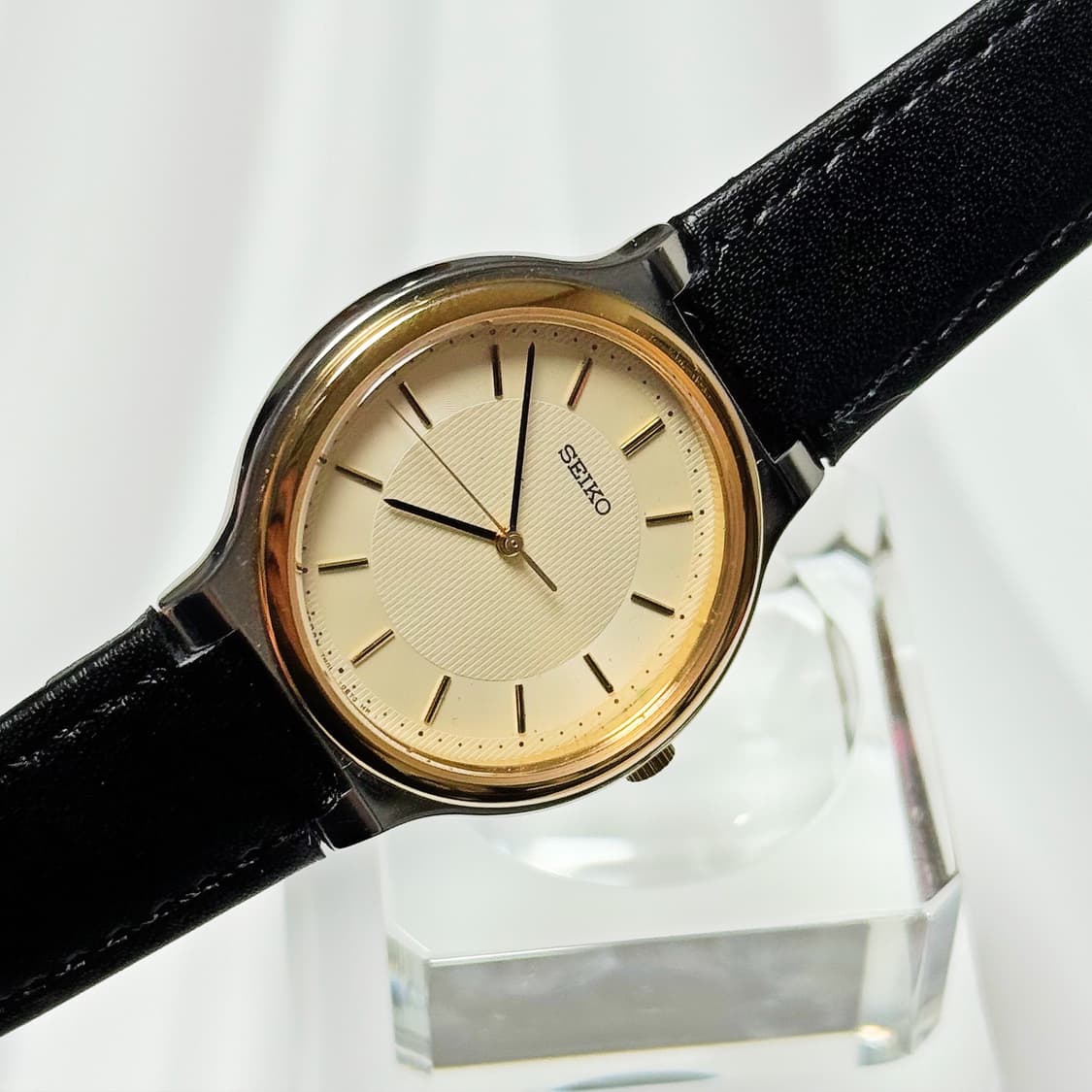 80's90's 빈티지 세이코 미니멀 기요셰 샴페인 골드 워치 상품이미지5