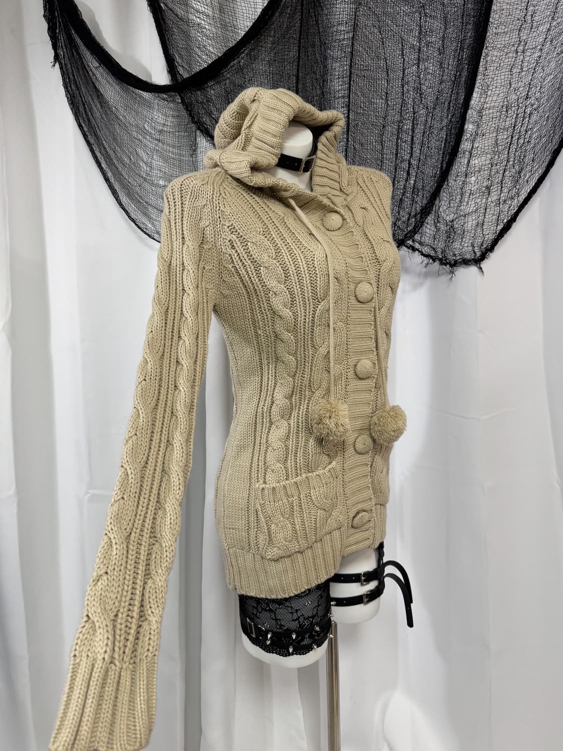 beige hood cardigan 상품이미지1