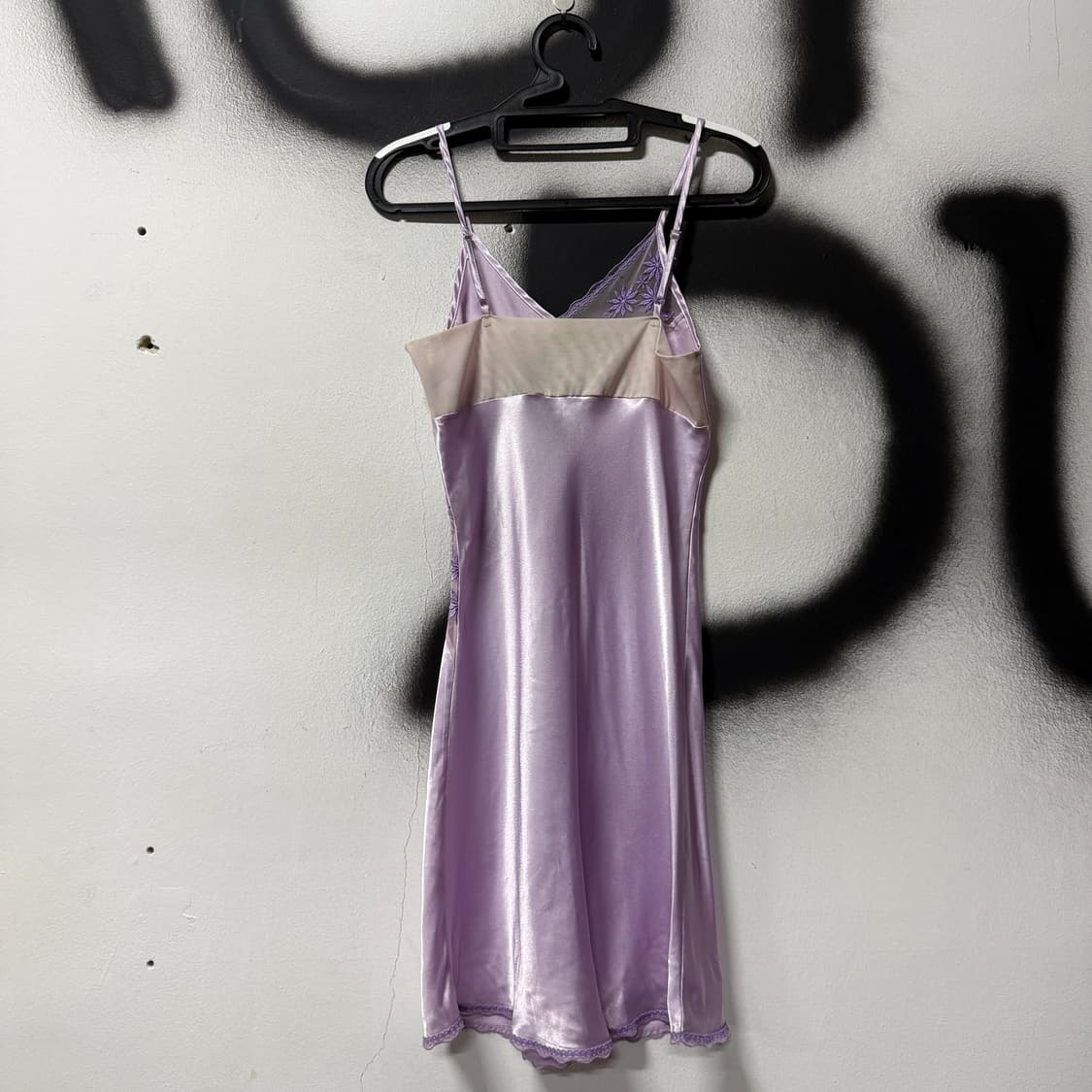 VTG 빈티지 연보라 레이스 롱 슬립 상품이미지2