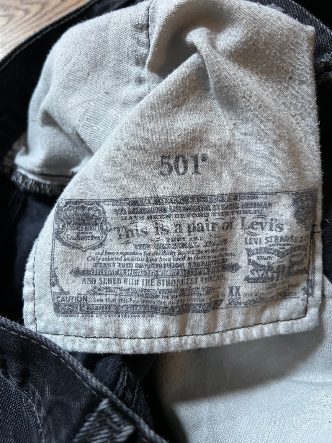 [30]리바이스 501 빈티지 워싱 스트레이트 흑청 데님 팬츠 상품이미지6