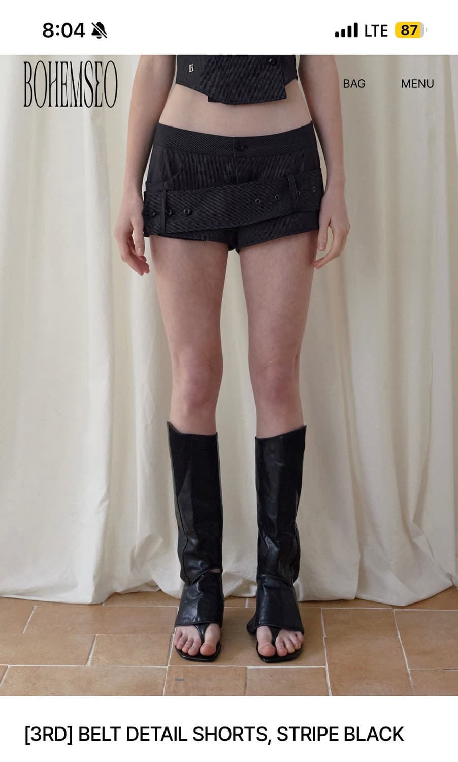 새상품)보헤미안서울 벨트 디테일 쇼츠 상품이미지1