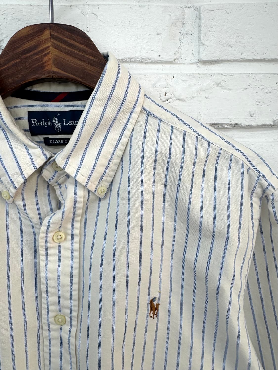 랄프로렌 화이트 블루 스트라이프 클래식핏 셔츠 상품이미지4