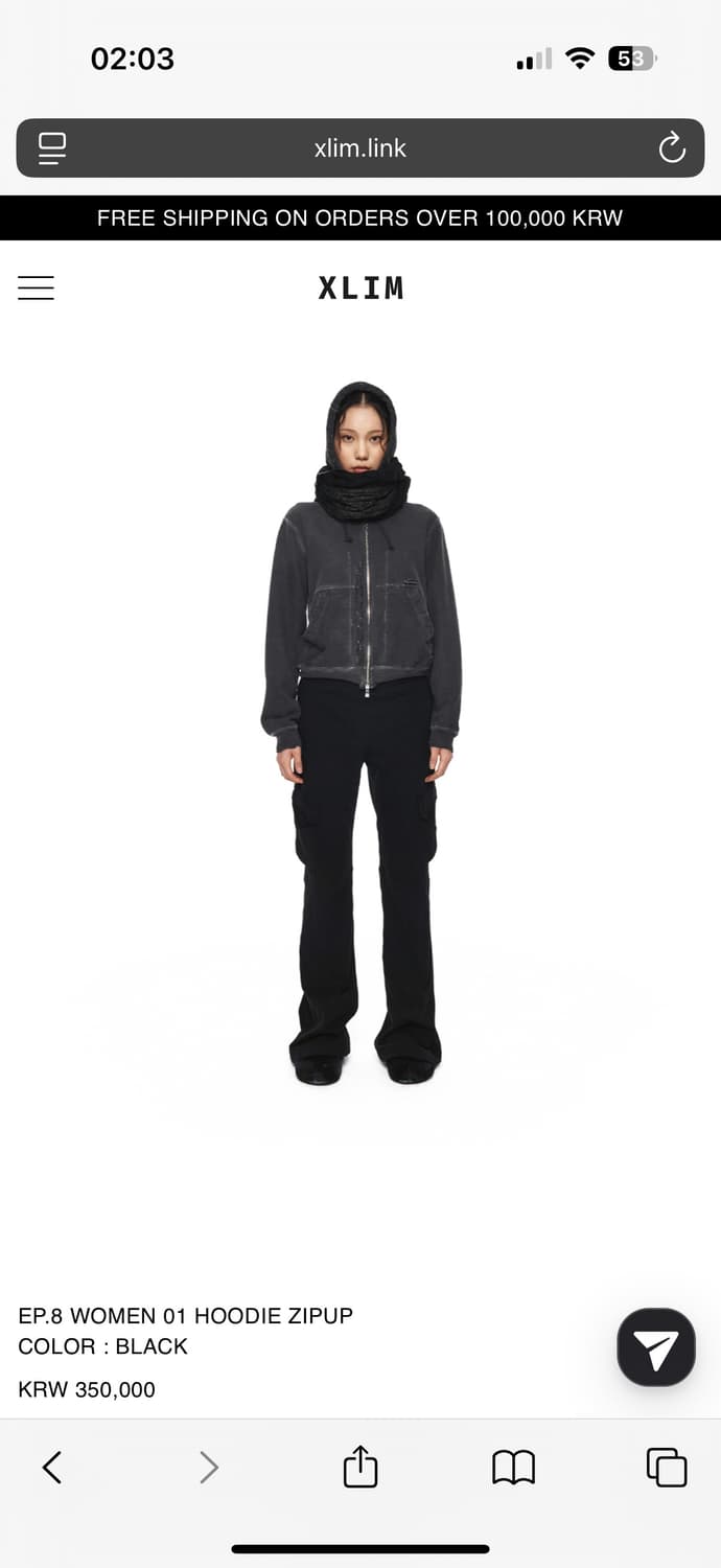 XLIM EP.8 WOMEN 01 HOODIE ZIPUP BLACK S 상품이미지6