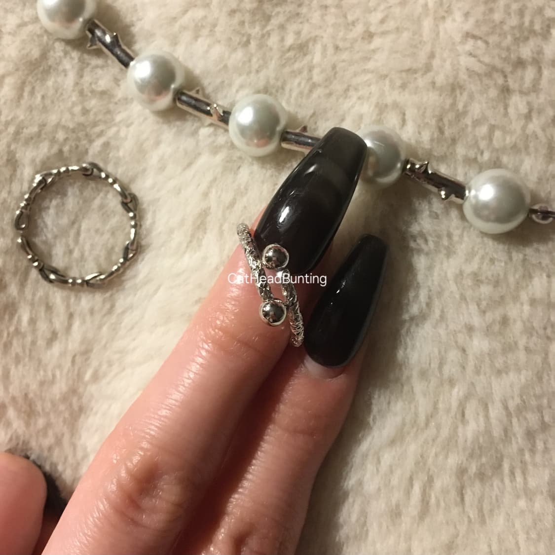 UNISEX 실버 투볼 글리터 °오픈 링° 반지 상품이미지8