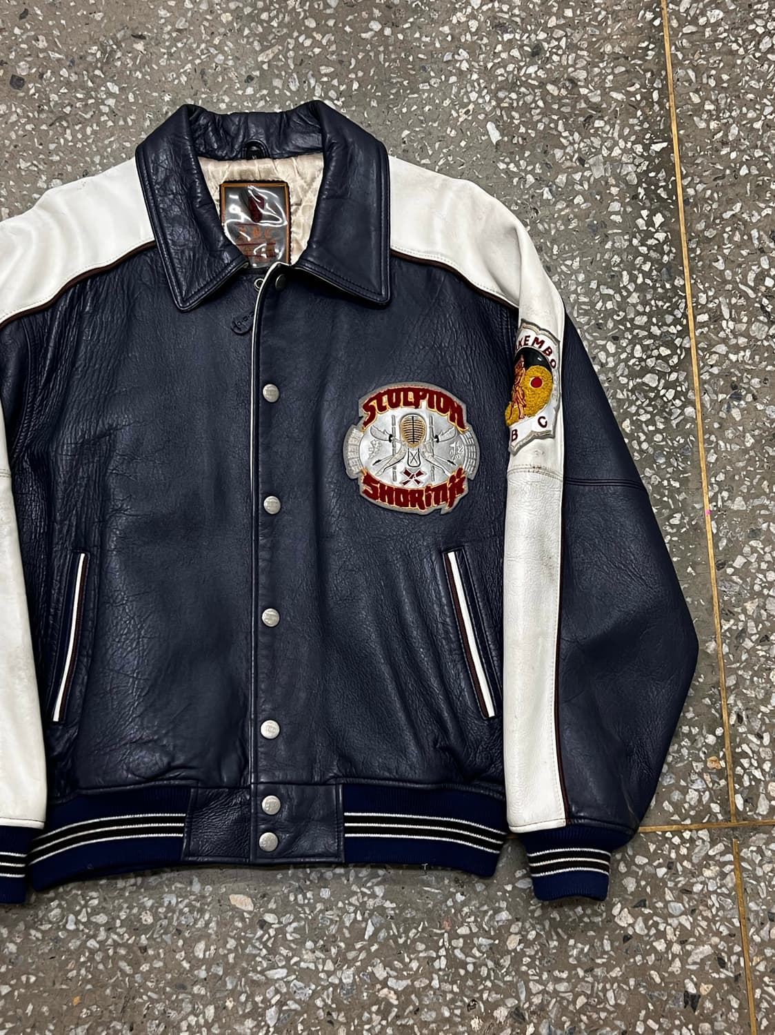 R.B.C Cowhide Leather Varsity Jacket  상품이미지5