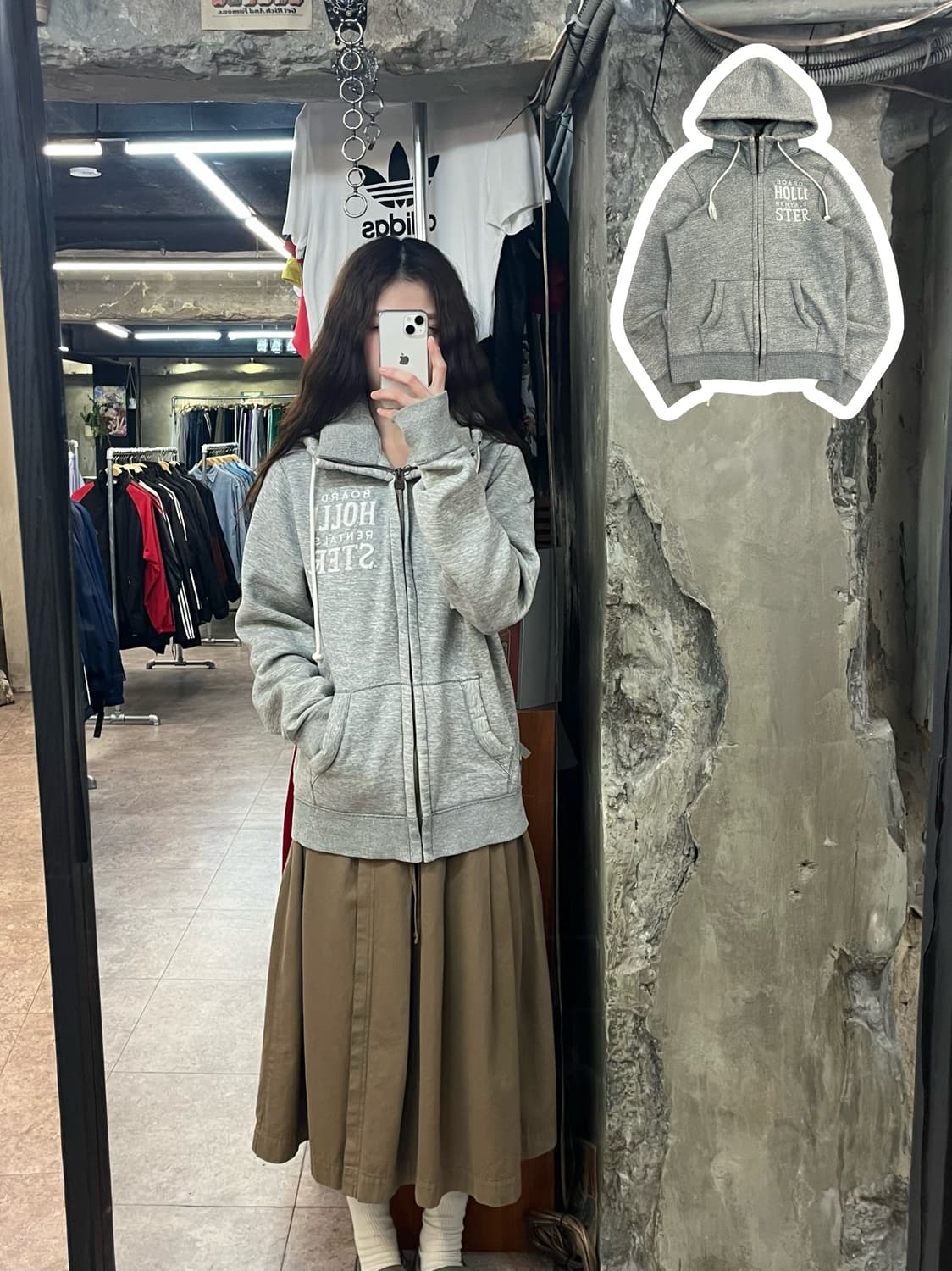 홀리스터 후드집업 그레이 M #csz2655 상품이미지1