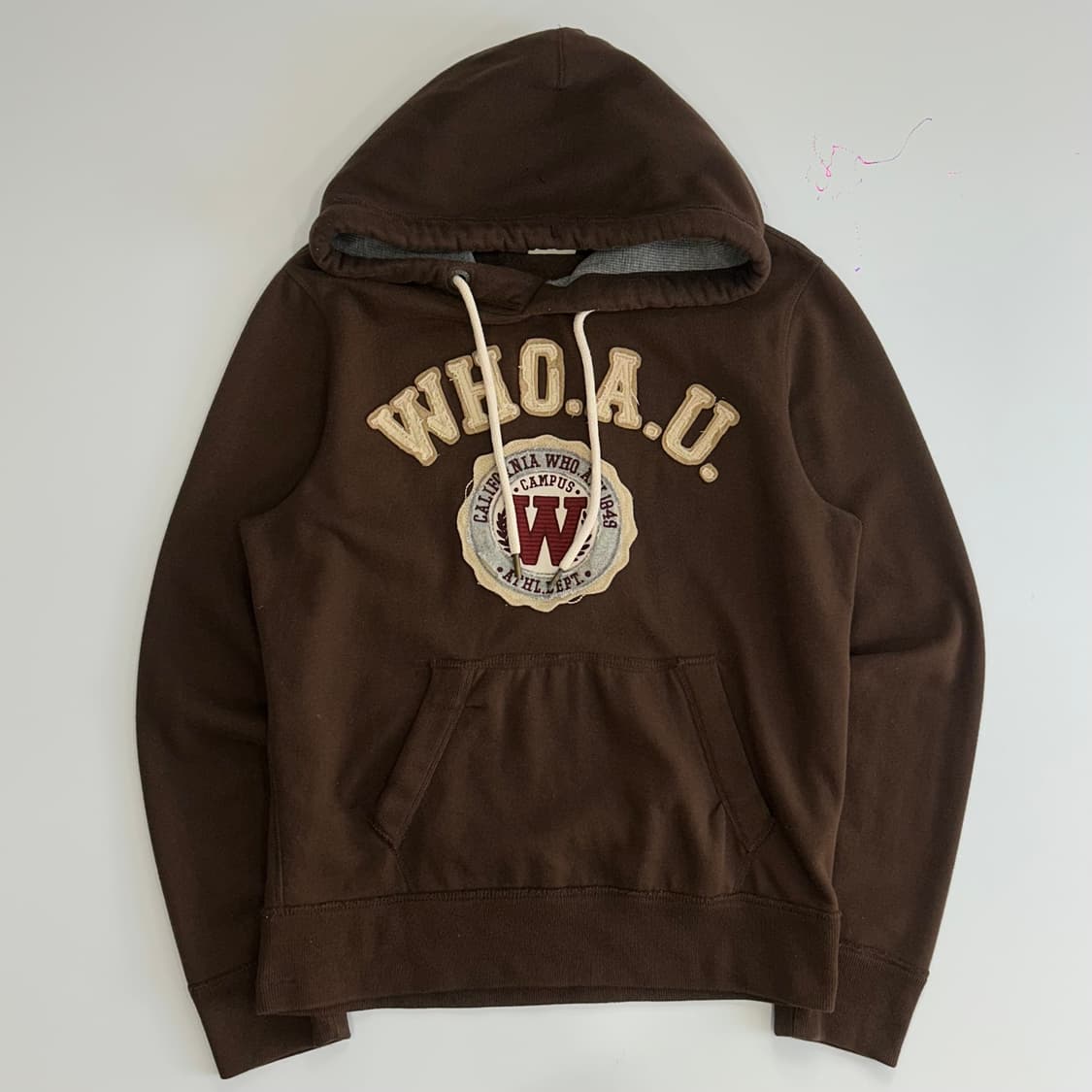 Who A U 후아유 그런지로고 브라운 후드티 상품이미지3