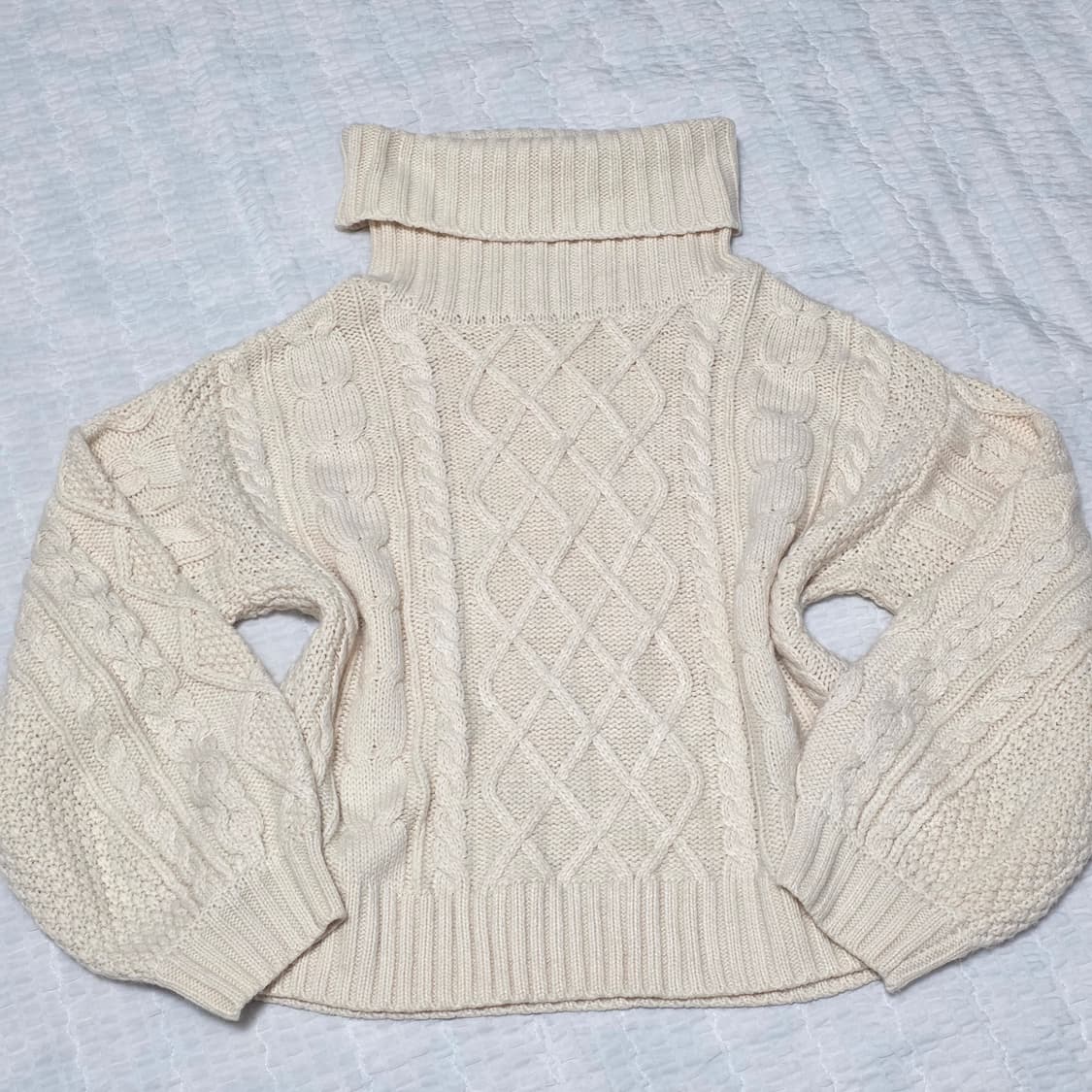 일본 잉그니 빈티지 라떼갸루 아이보리 꽈배기 니트스웨터 상품이미지1