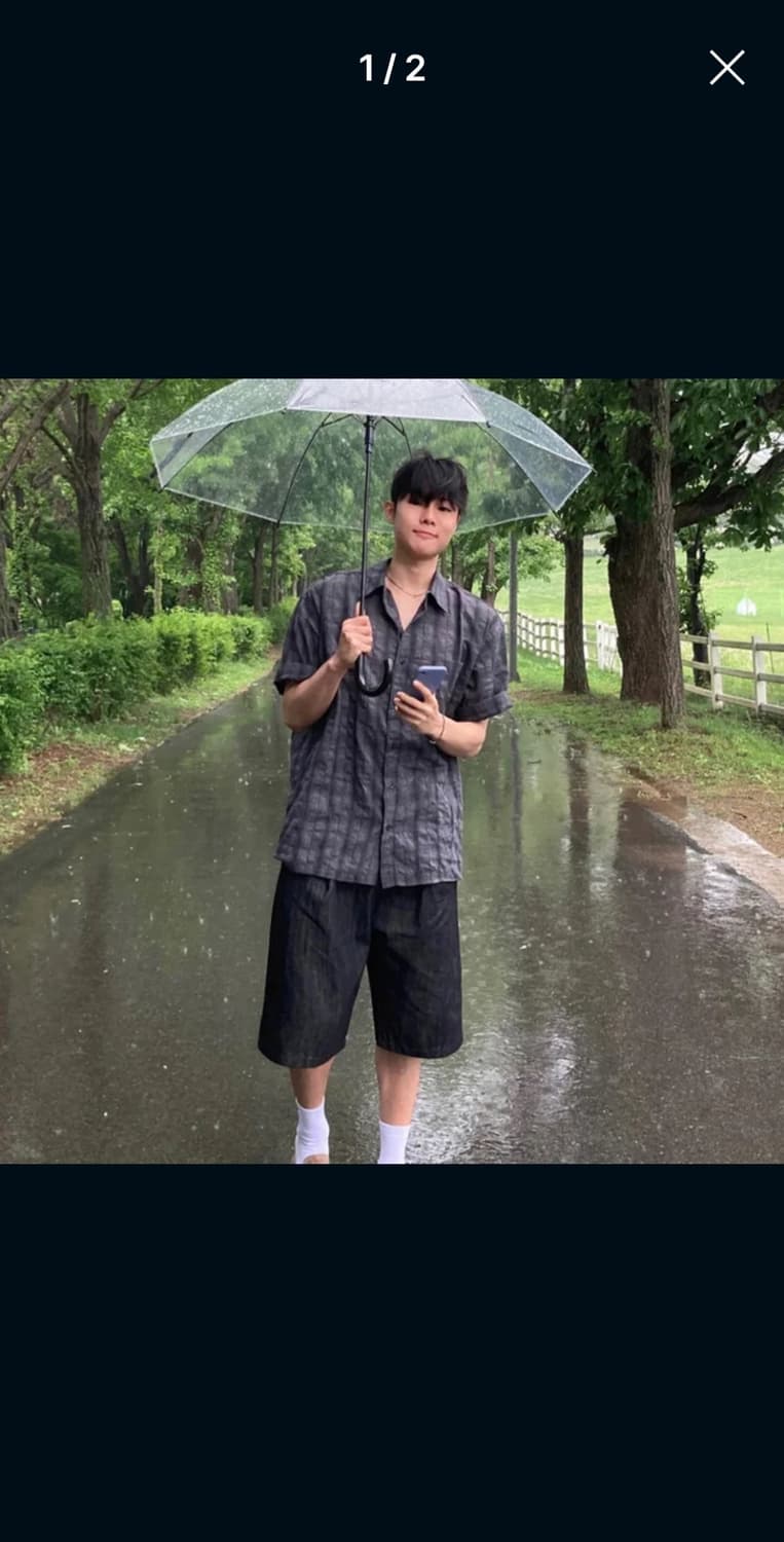 새상품) 어반 린넨 체크 반팔 셔츠 차콜 상품이미지1