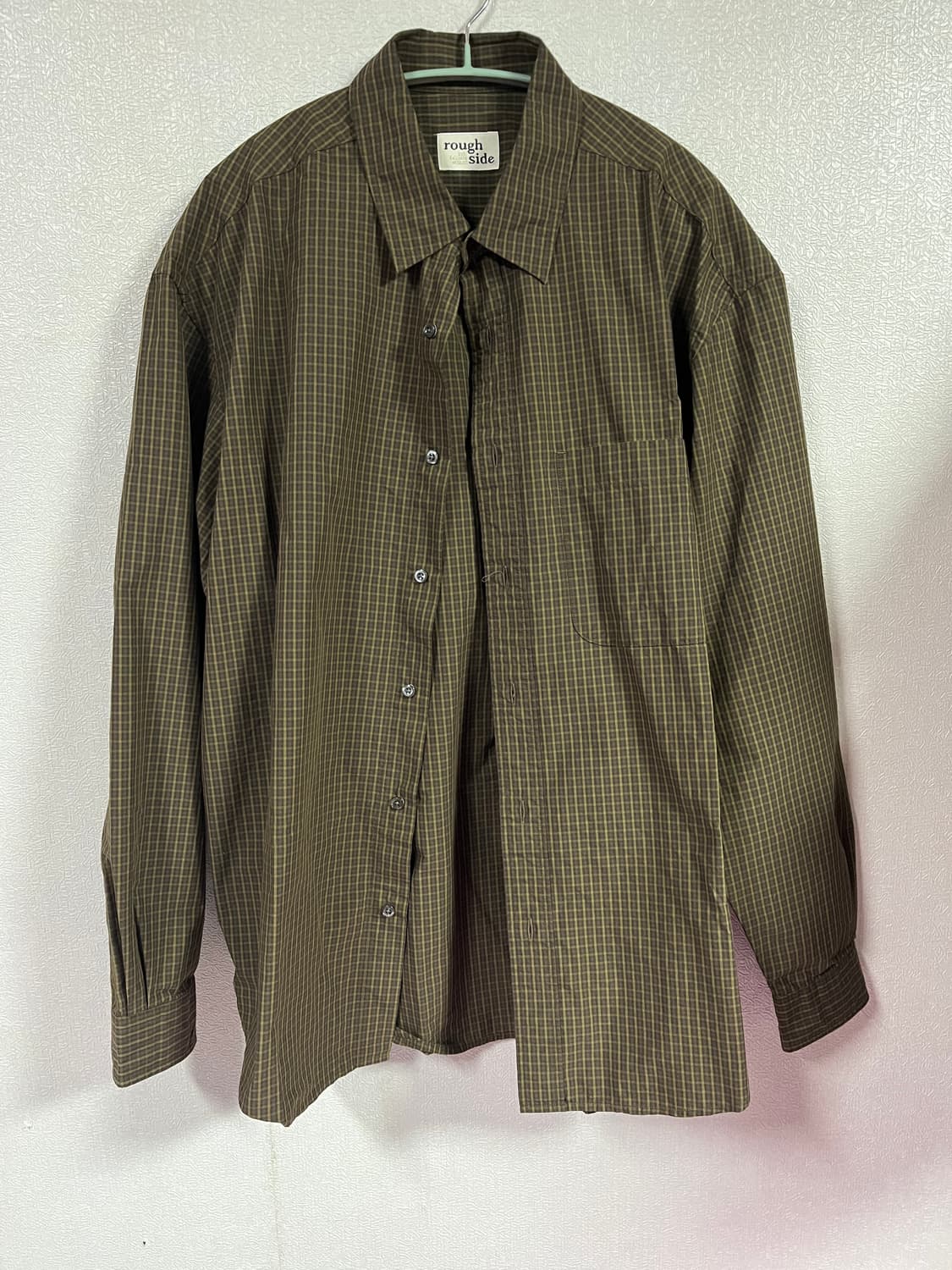 러프사이드 깅엄 체크 셔츠 브라운 1사이즈 상품이미지4