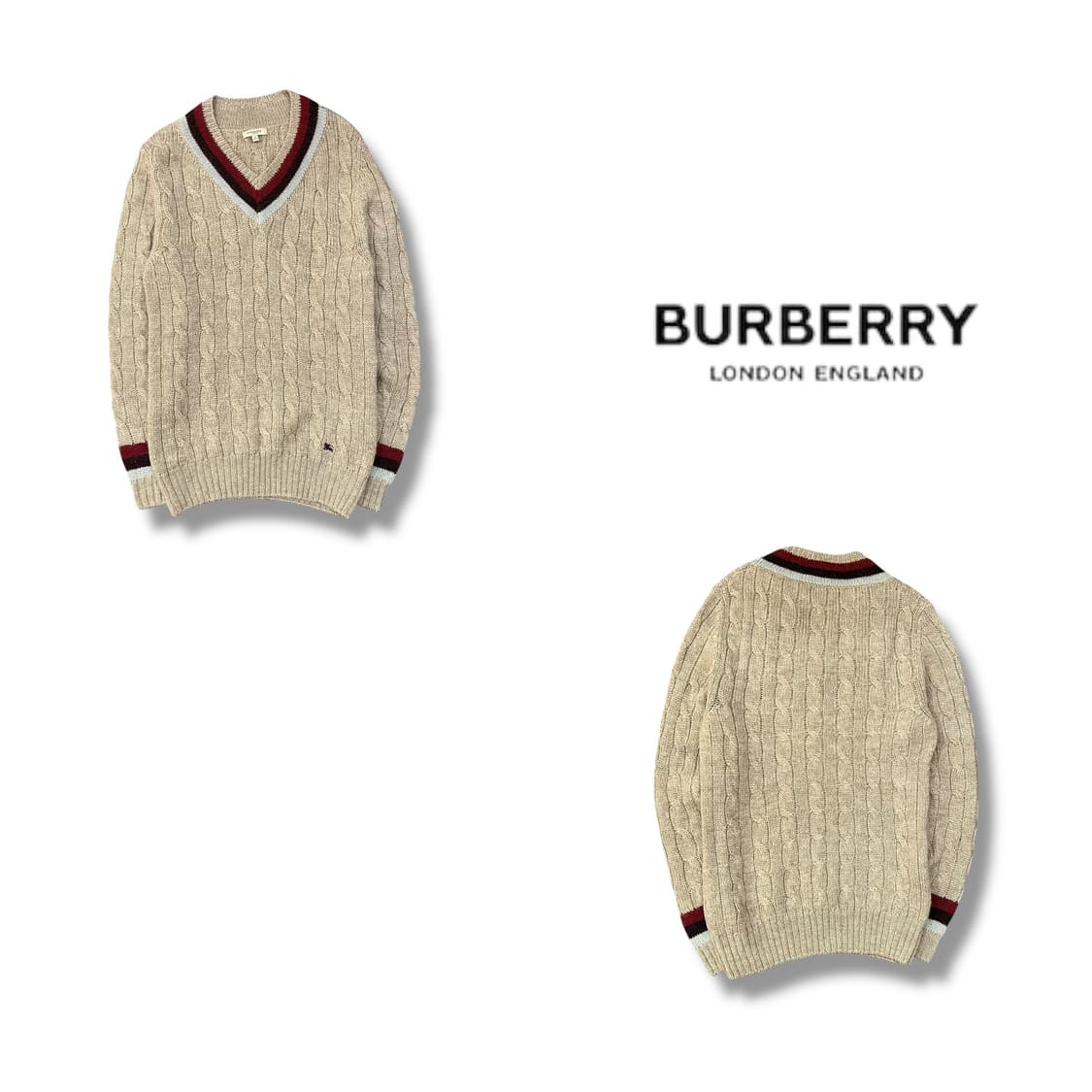  버버리 브이넥 케이블 니트 +명품감정서 y14282 상품이미지1