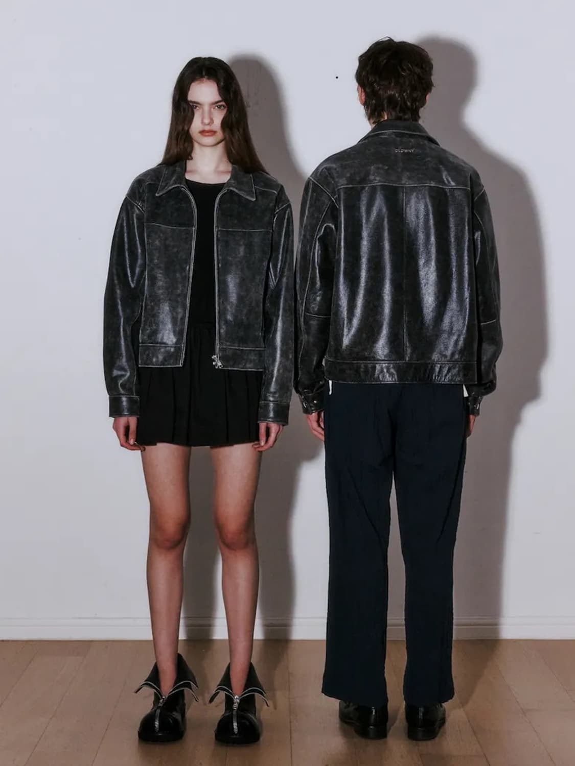 글로니 페이드 레더자켓 레귤러 블랙 상품이미지2