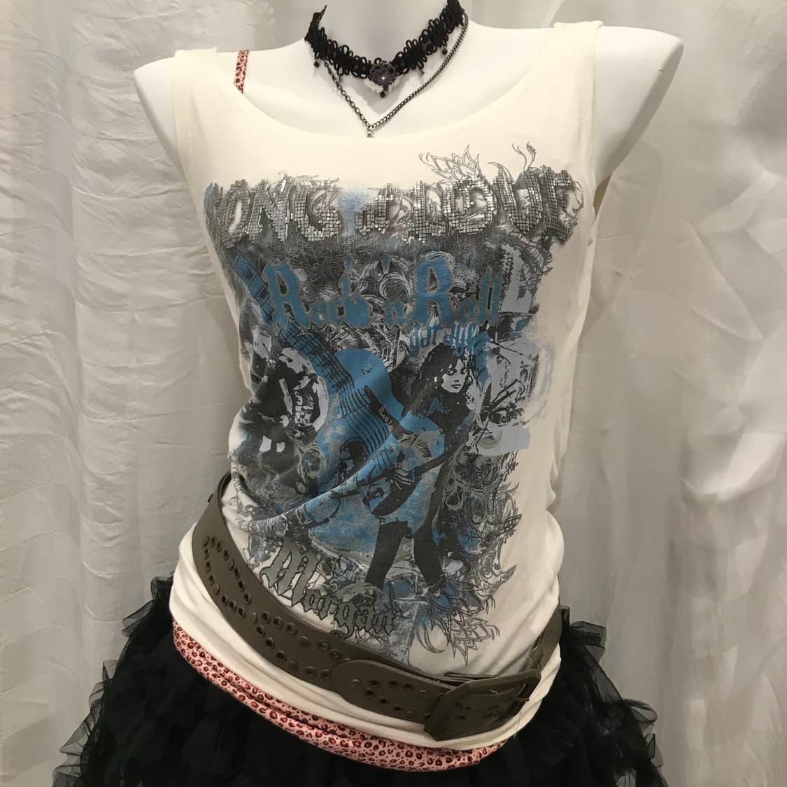 Morgan 모르간 락스타 갸루 펑크 백리스 슬리브리스 상품이미지3