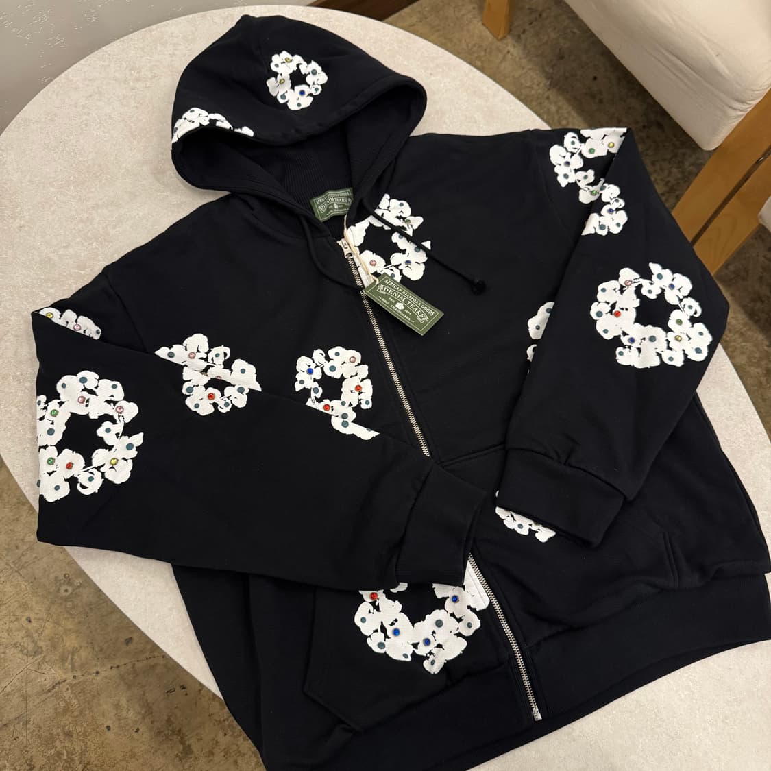 데님티어스 라인스톤 후드집업 블랙 상품이미지3