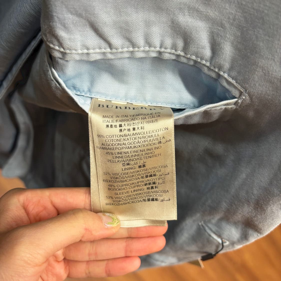 버버리 런던 싱글 자켓 무지 디테일 레귤러핏 라이트 블루 상품이미지7