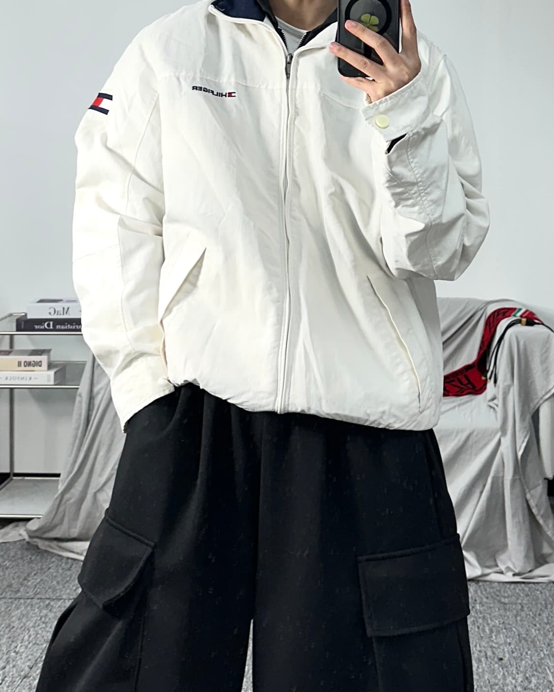 타미 힐피거 화이트 블루종 자켓 M 상품이미지3