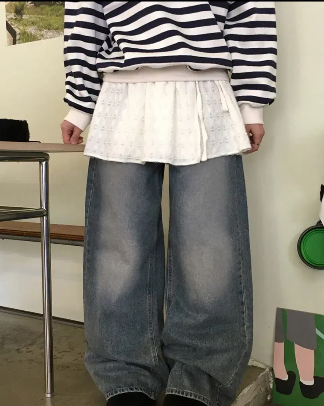 (새상품) 데일리쥬 뉴얼스 셔링 레이어드 랩 스커트 아이보 상품이미지2