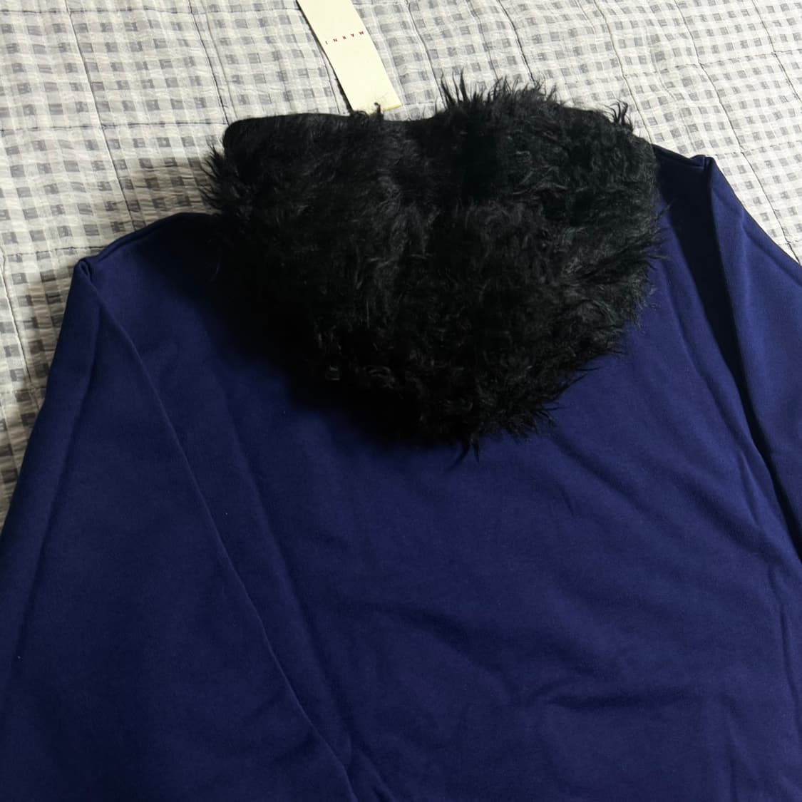 (48) Marni 마르니 자수 로고 퍼 후드티 네이비 상품이미지5