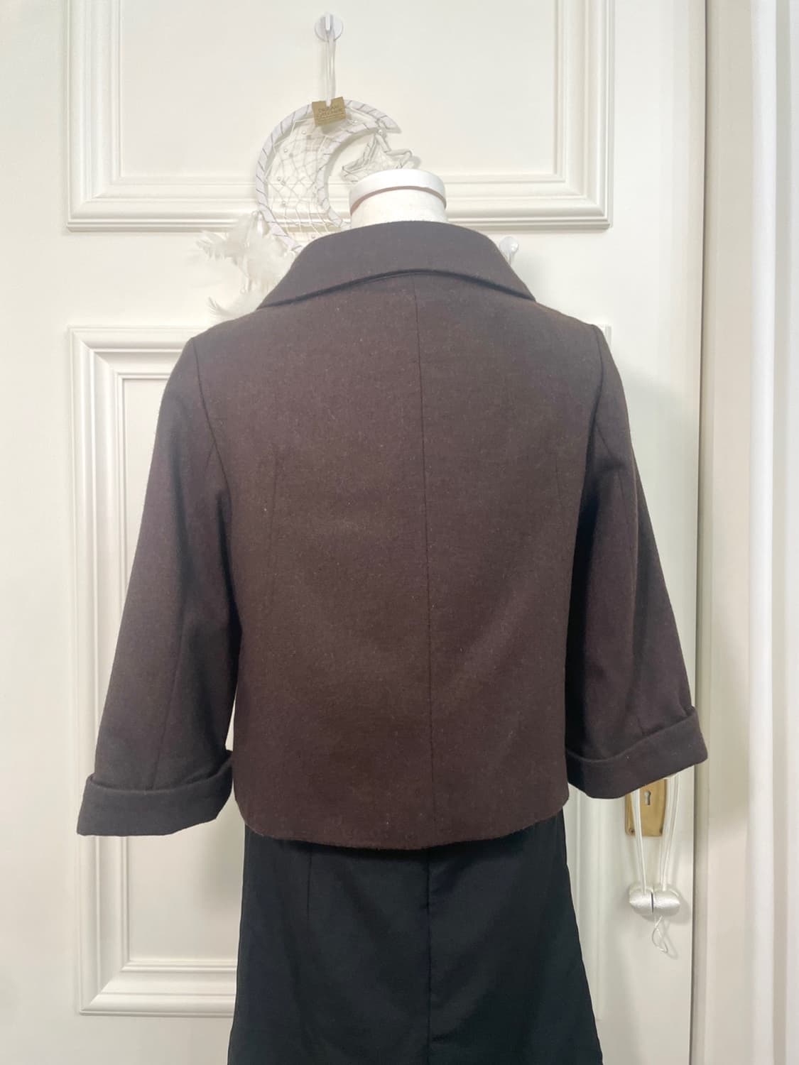 choco brown button point wool mini coat 상품이미지5