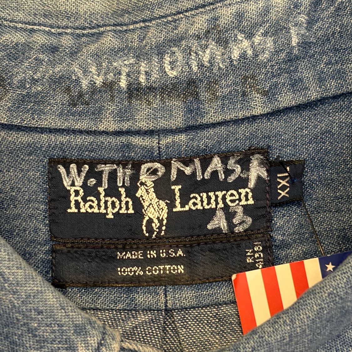 90s Made in USA 빈티지 폴로랄프로렌 청남방 데님셔츠 청셔츠 상품이미지6