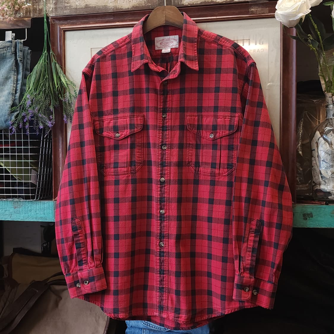 00년대 필슨 알래스칸 가이드 셔츠 헤비 코튼 플란넬 셔츠 레드체크 L 상품이미지2