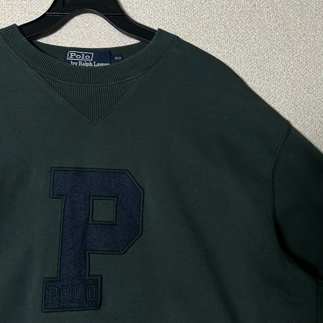 (M) 90s 폴로 랄프로렌 P 로고 딥그린 맨투맨 상품이미지3