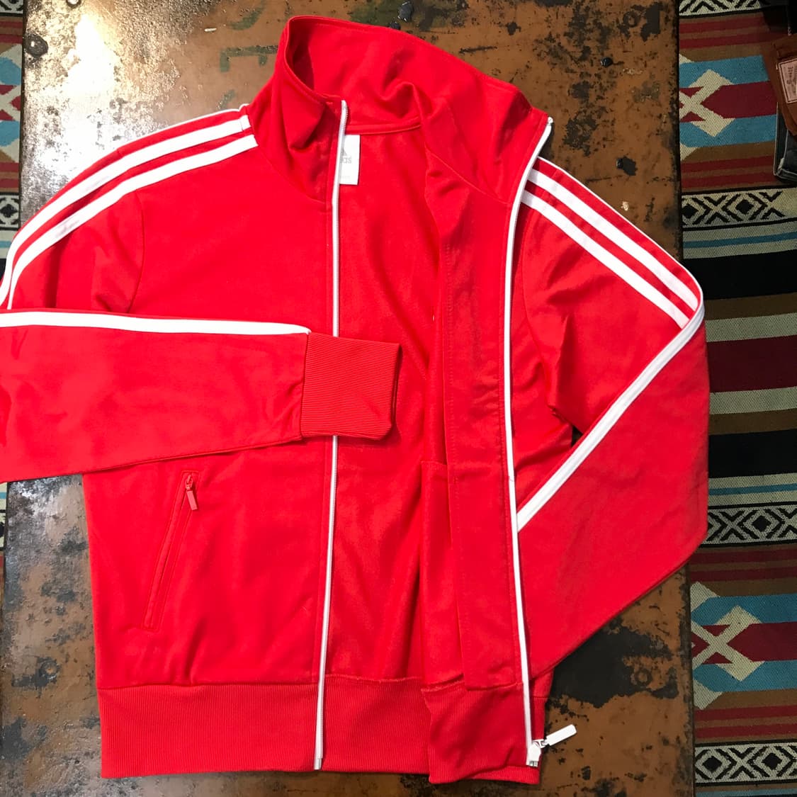 아디다스 레드 집업 져지 자켓 여성 44 사이즈  상품이미지4