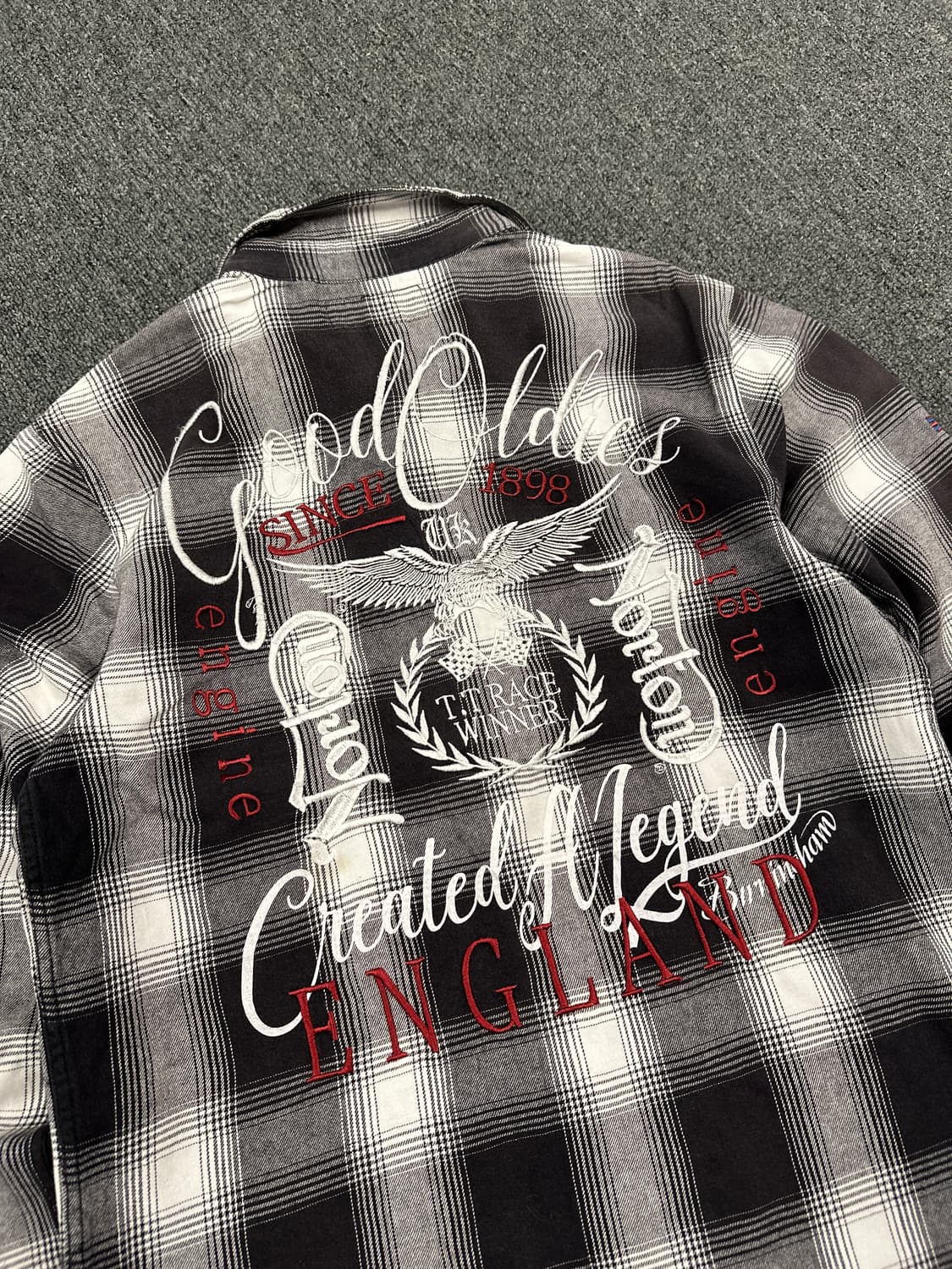 M) 노턴 모터사이클 UK 자수 셔츠 체크 패턴 상품이미지2