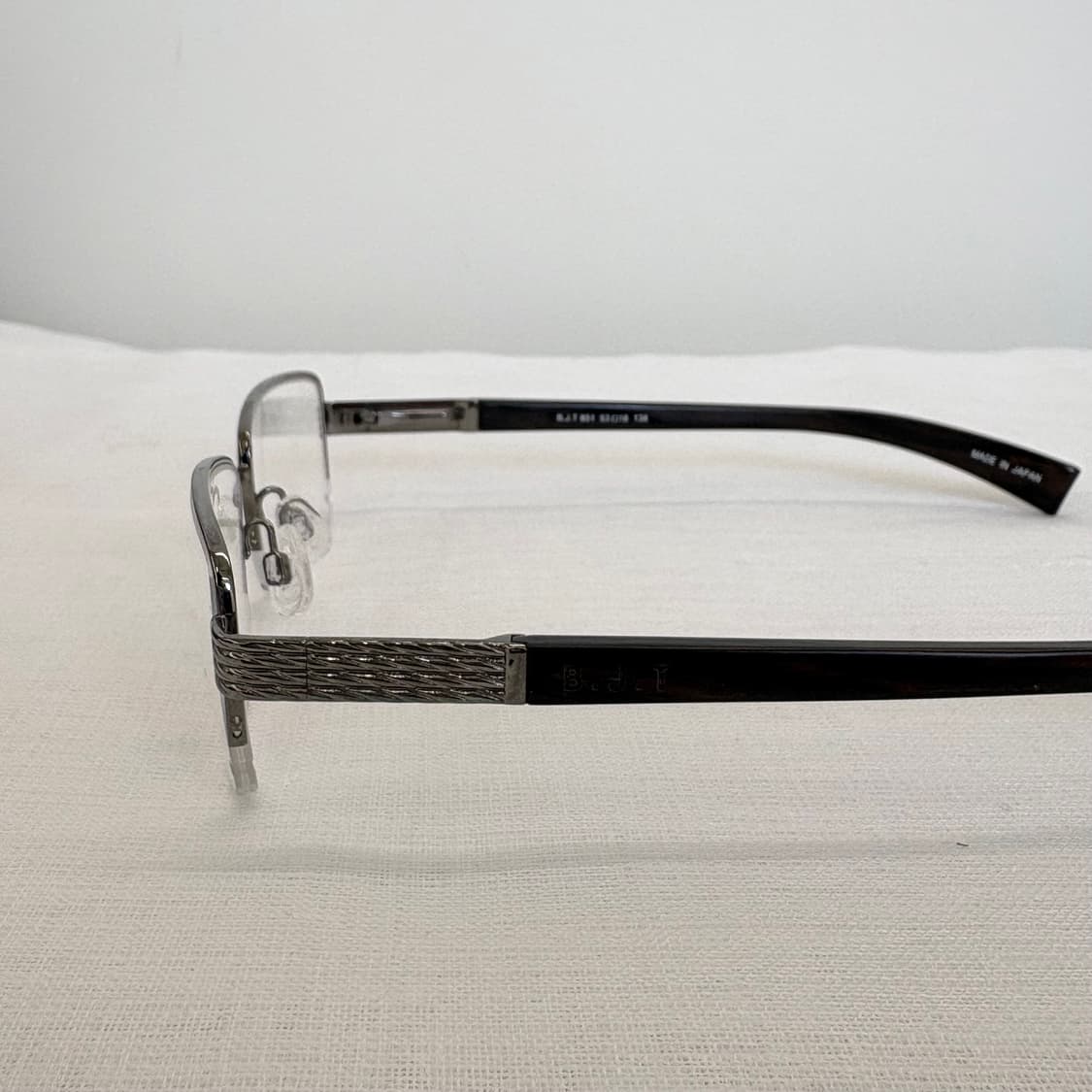 BJT 실버 우드 반무테 안경 상품이미지5