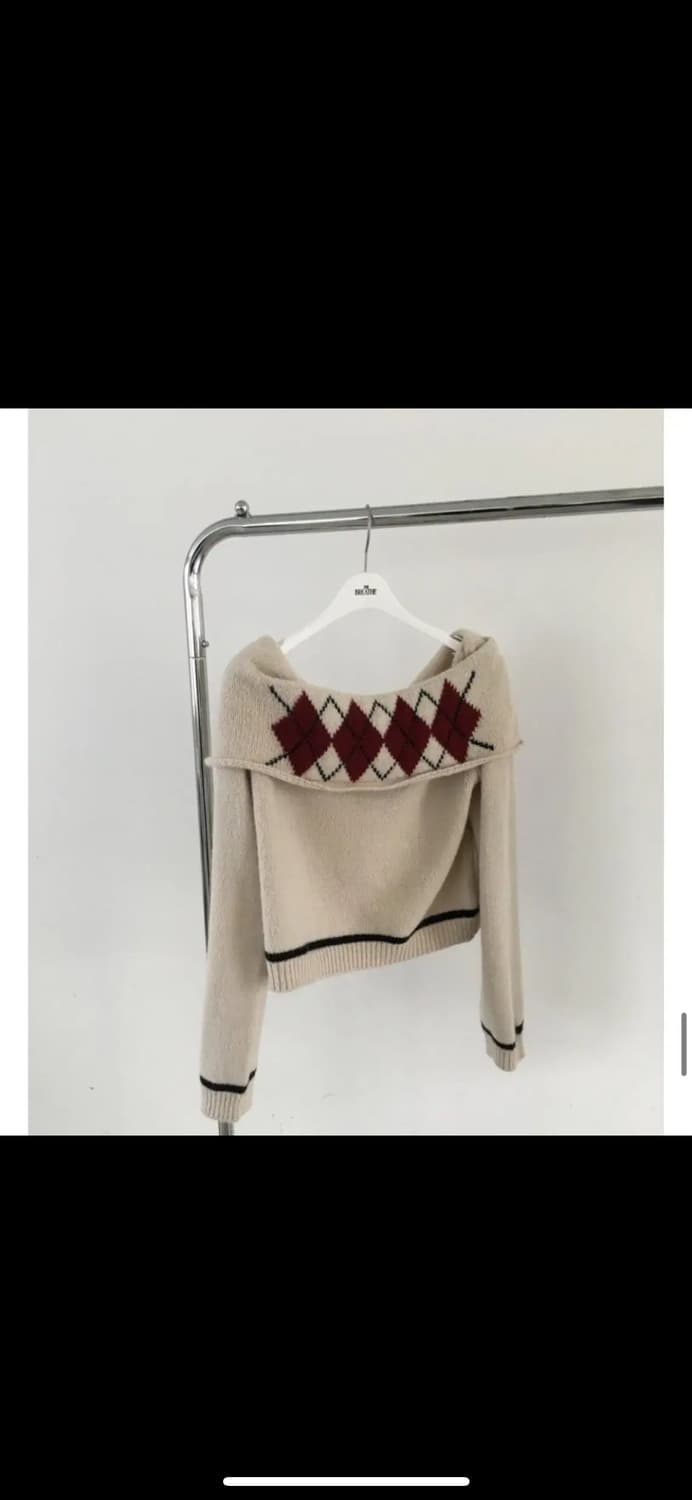 브리드 다이아 오프 니트 - 아이보리 상품이미지6