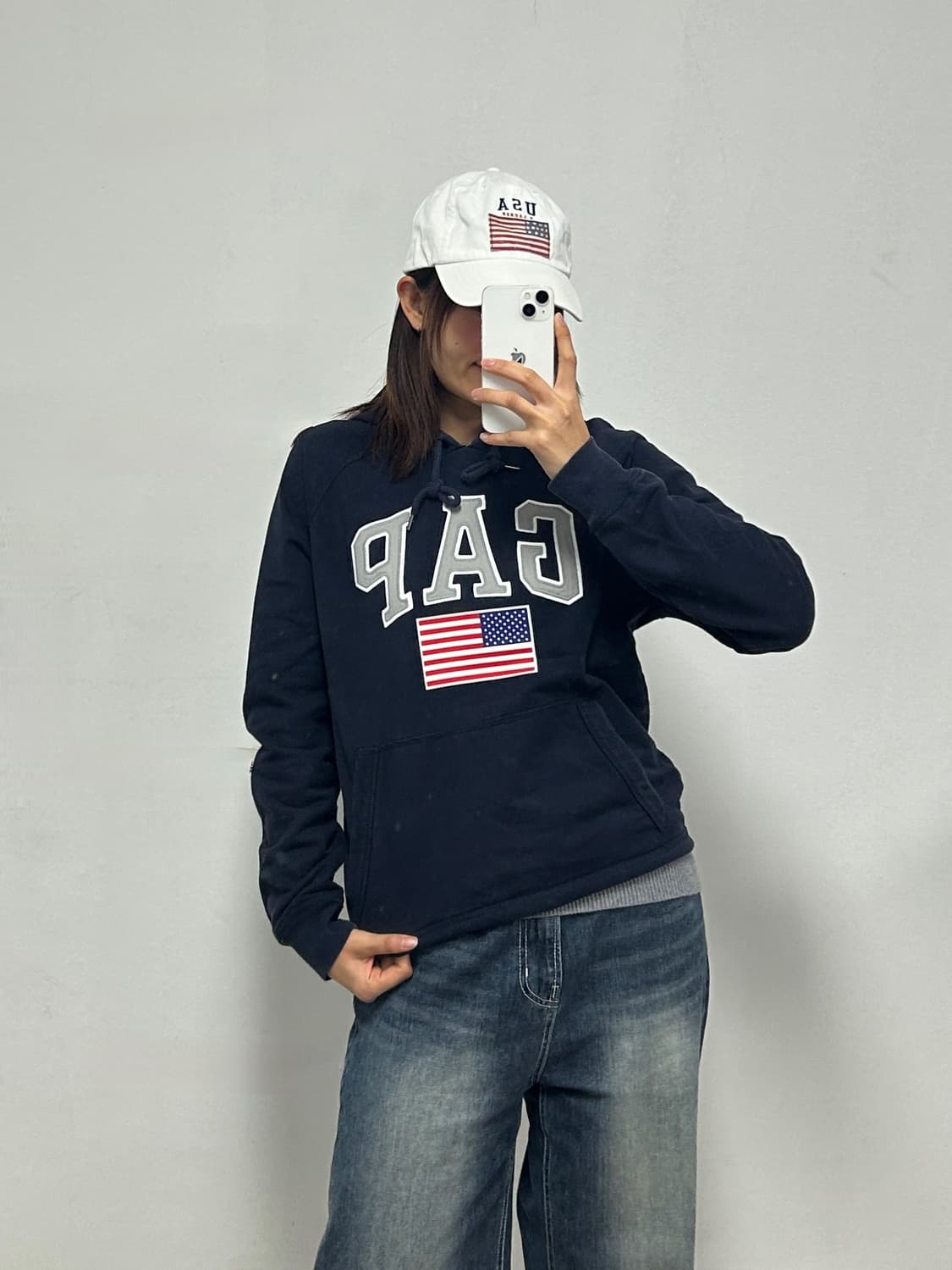 갭 성조기 빅로고 후드티 네이비 상품이미지1